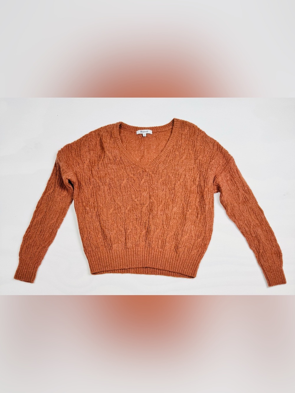 Madewell Alna V-Neck Sweater Rust Orange Women’s XS